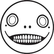Emil's head from Nier: A smiling skull 